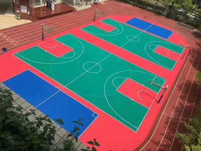 天津市大港油田篮球场地翻新改造工程|塑胶面层铺装图设计方案
